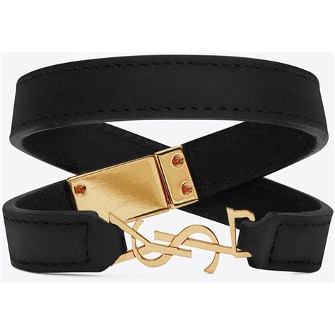 ysl double leather bracelet|ysl interlocking bracelet.